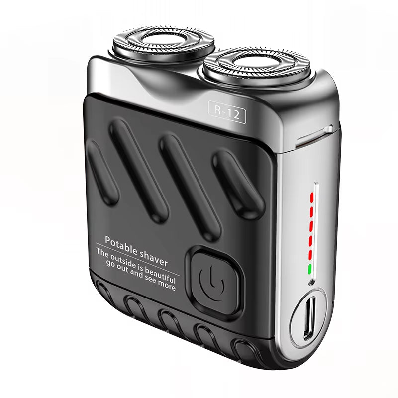 Mini Electric Shaver Dual Head Waterproof Type-C Rechargeable Shaver Travel Rotary Razor Men'S Portable Hair Beard Trimmer Tool